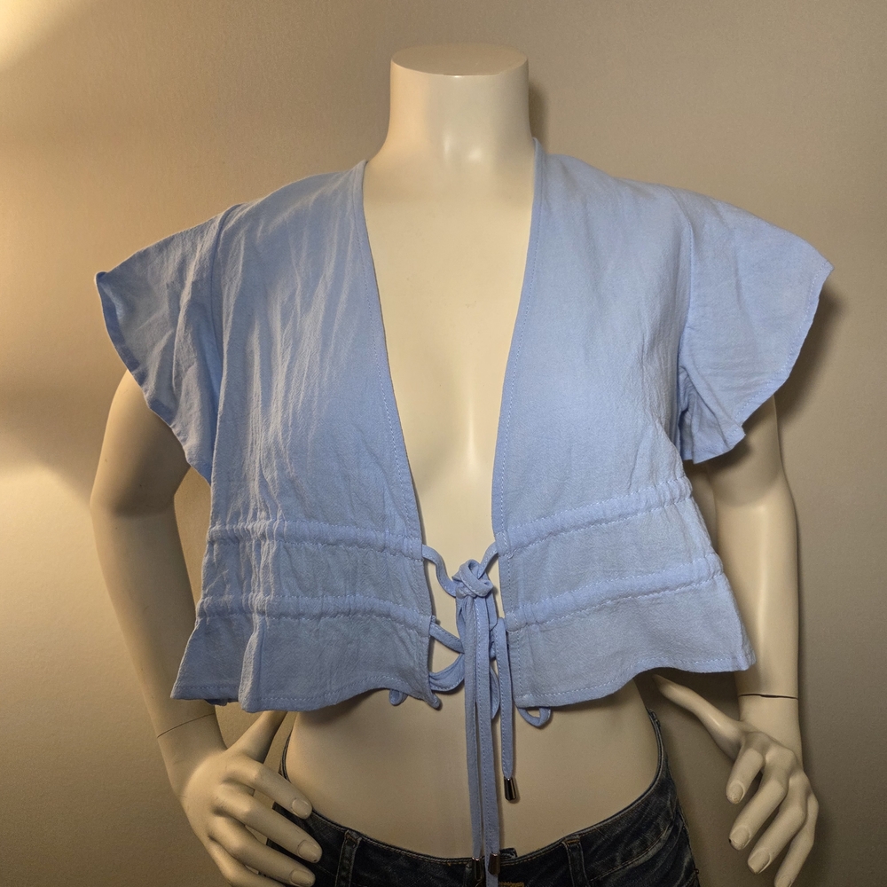 Light Blue Women's Tie-Front - Adjustable Drawstrings